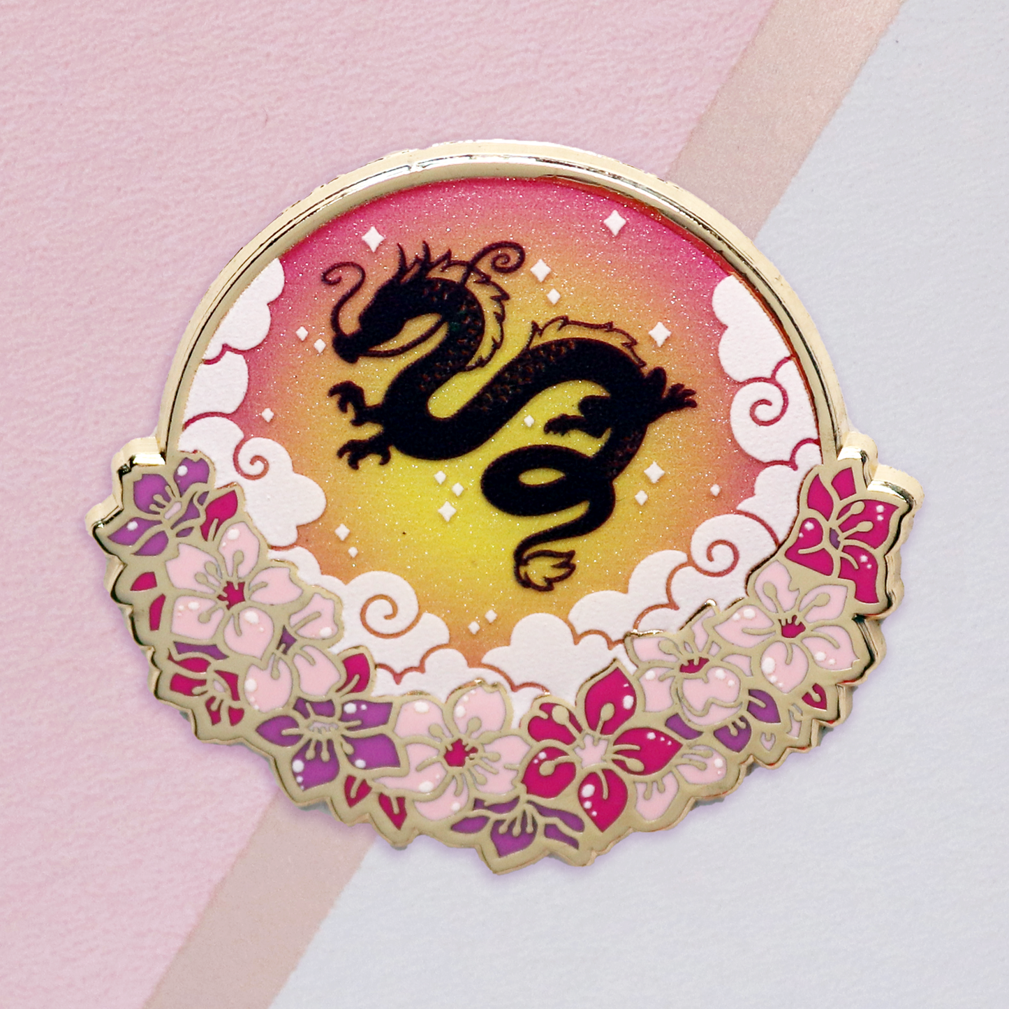 Sunset Silhouette Dragon Enamel Pin