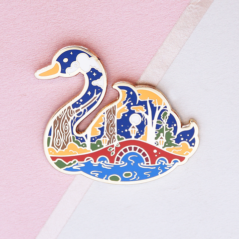 Midnight Swan Enamel Pin