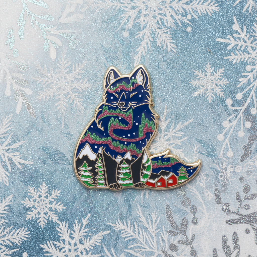 Winter Fox Enamel Pin