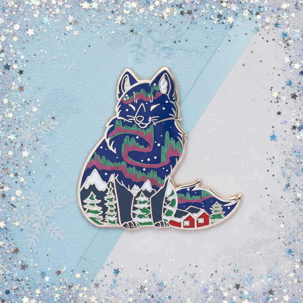 Winter Fox Enamel Pin
