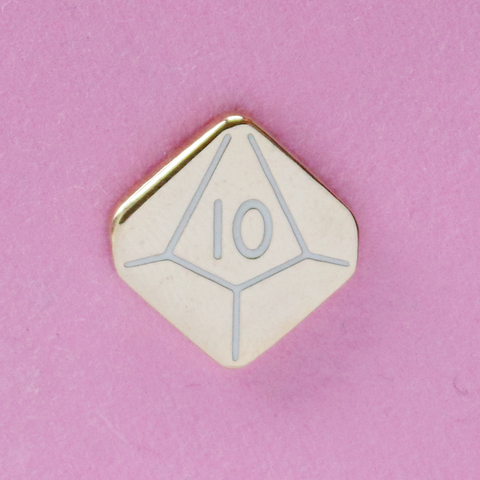 D10 Gold Dice Mini Pin