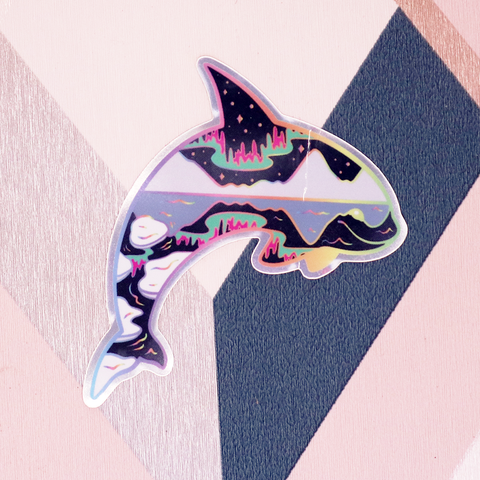 Aurora Orca Holographic Sticker