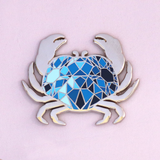Crystal Crab Sapphire Enamel Pin