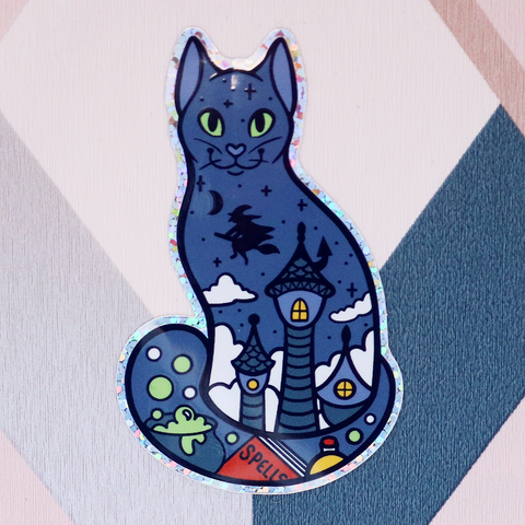 Witch Cat Holographic Sticker