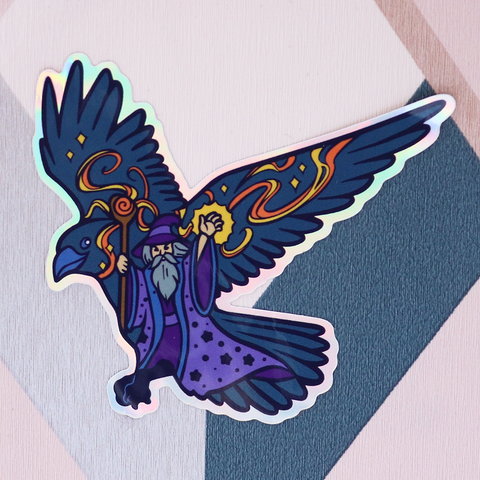 Wizard Crow Holographic Sticker