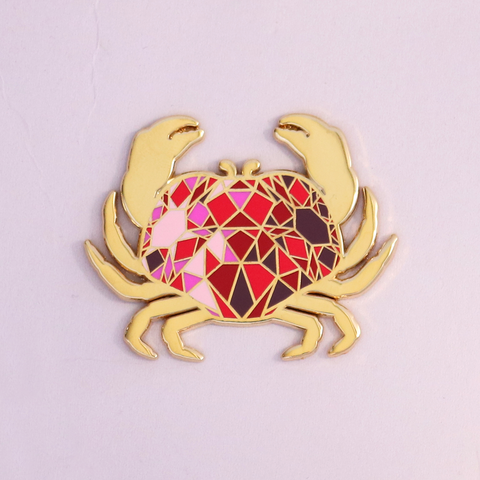 Crystal Crab Ruby Enamel Pin