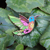 Floral Hummingbird Enamel Pin