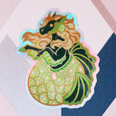 Key Lime Kelpie Holographic Sticker