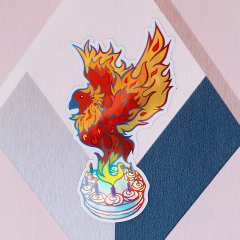 Phoenix Cake Holographic Sticker