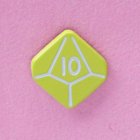 D10 Green Dice Mini Pin